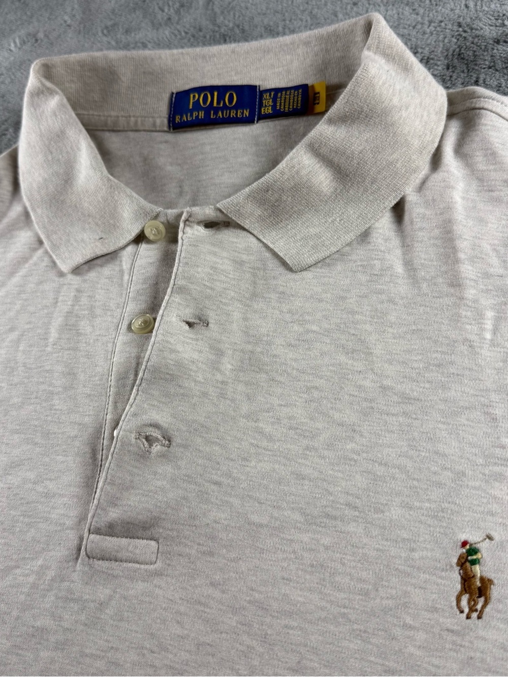 Polo Ralph Lauren Classic Fit Gray Color Logo Short Sleeve Polo Shirt Sz XL W/QR